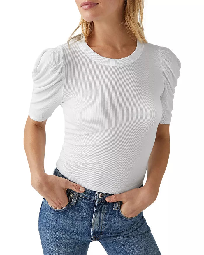 Michael Stars Andrea Pleated Sleeve Crop Top (One Size)