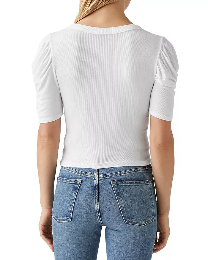 Michael Stars Andrea Pleated Sleeve Crop Top (One Size)