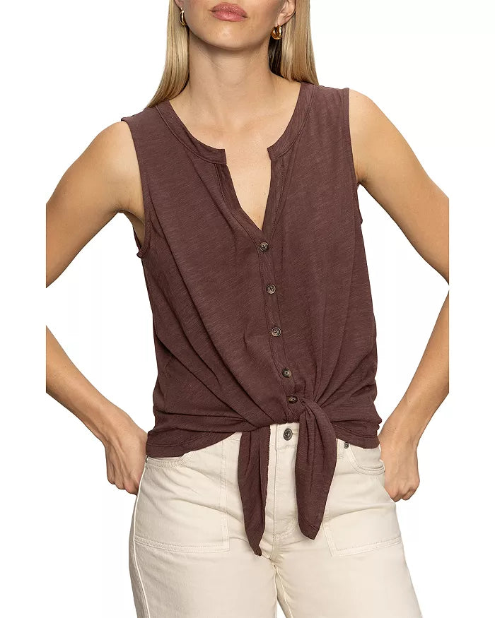 Sanctuary Notched Button Front Tee