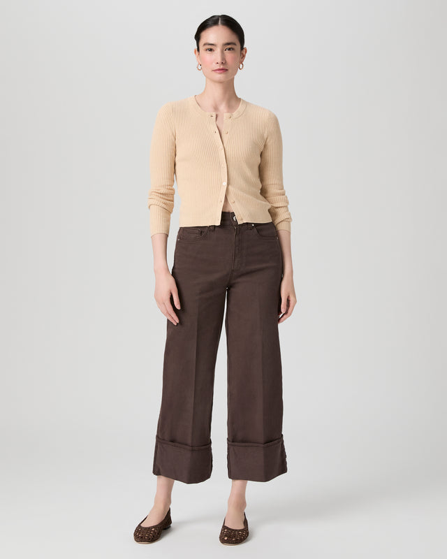 Paige Sasha Ankle Wide Leg Jean - Rich Chocolate