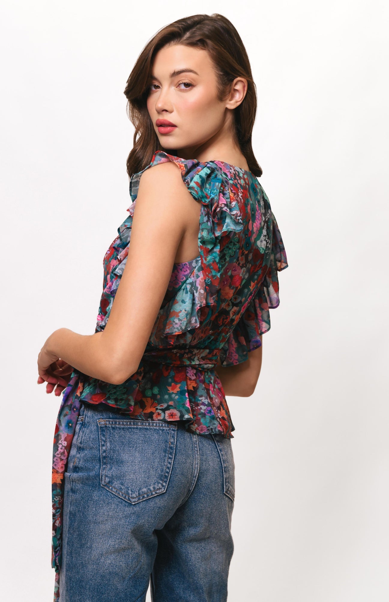 Hutch Lenza Ruffle Sleeve Wrap Top