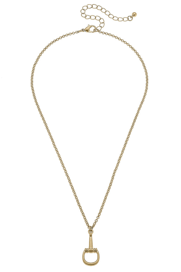 Canvas Style Lou Ann Horsebit Pendant Necklace in Shiny Gold