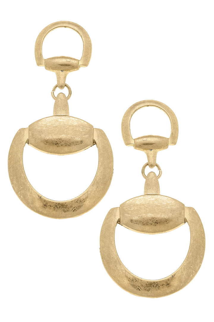 Canvas Style Elise Horsebit Drop Earrings in Shiny Gold