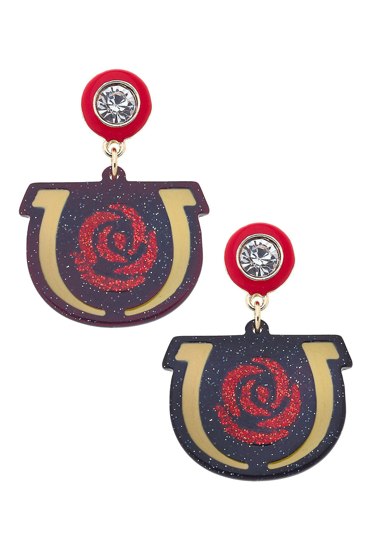 Canvas Style Kentucky Derby Resin Logo Earrings