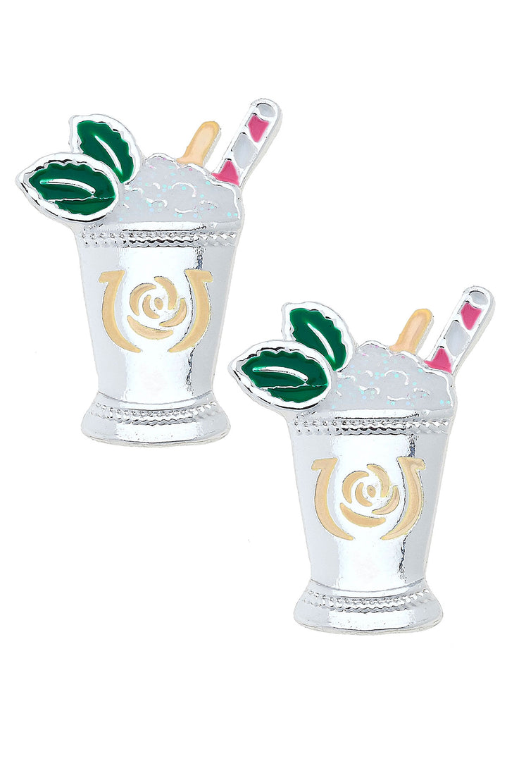 Canvas Style Kentucky Derby Mint Julep Enamel Earrings