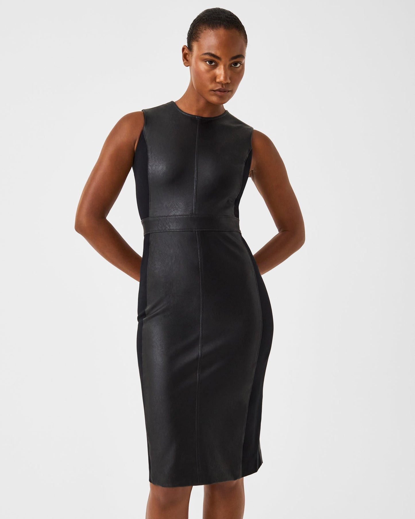 SPANX Leather-Like Combo Fitted Dress