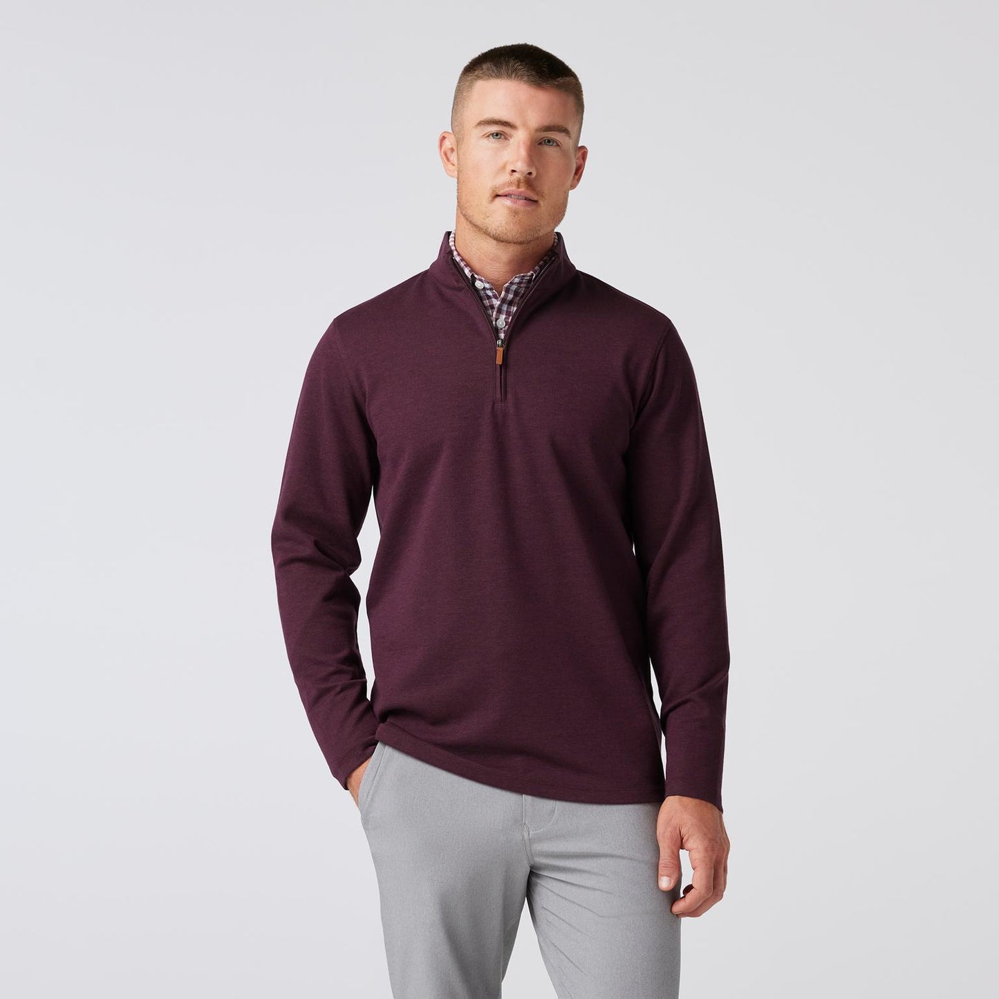 Mizzen + Main KPI Quarter Zip (Wine Heather)