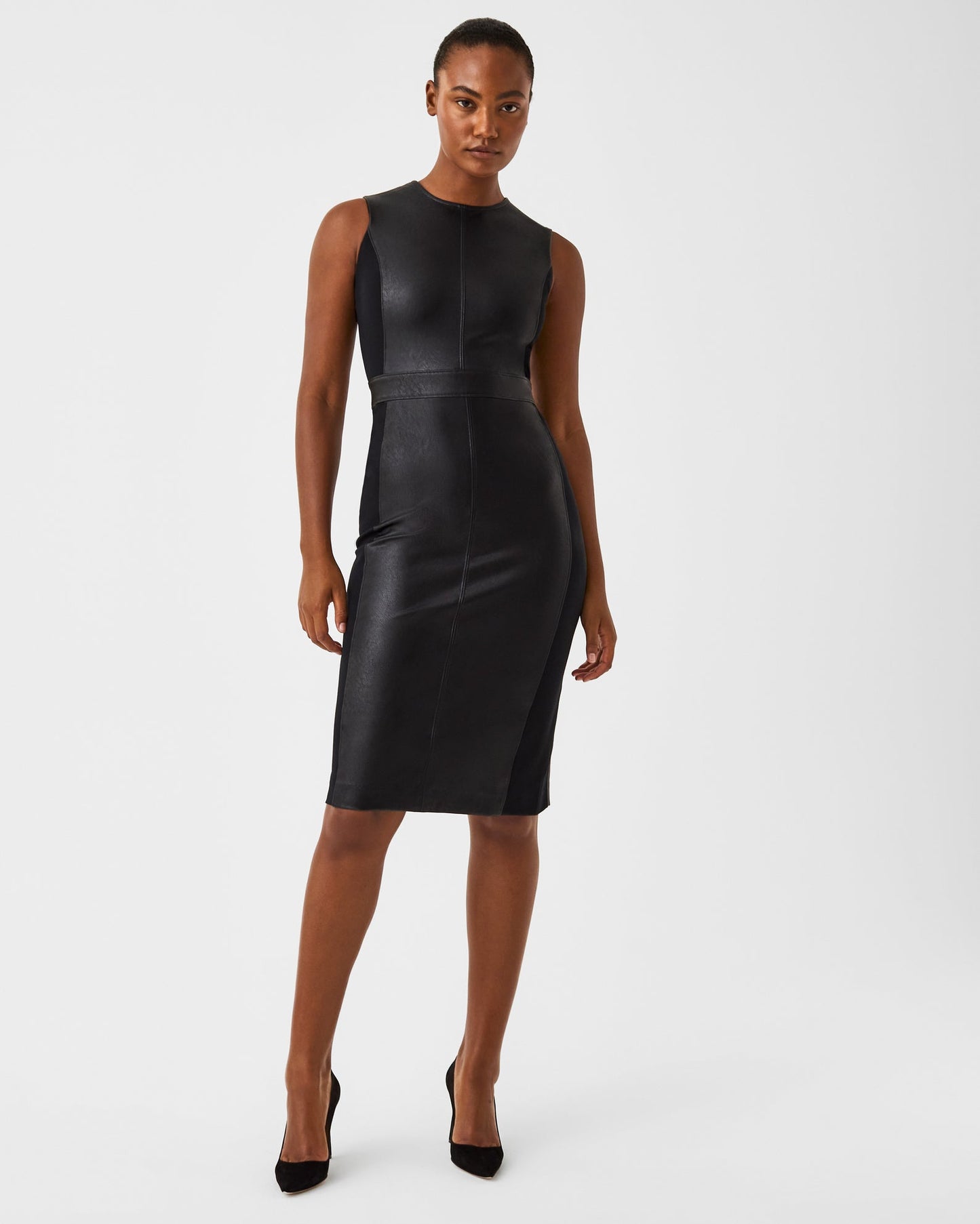 SPANX Leather-Like Combo Fitted Dress