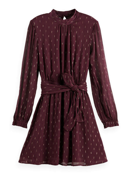 Scotch & Soda Lurex Mini Dress With Wrap Detail