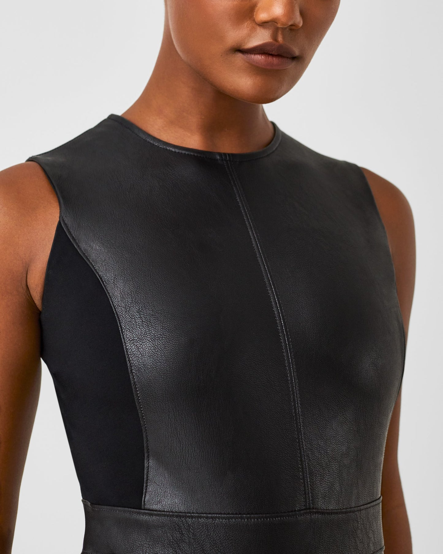 SPANX Leather-Like Combo Fitted Dress