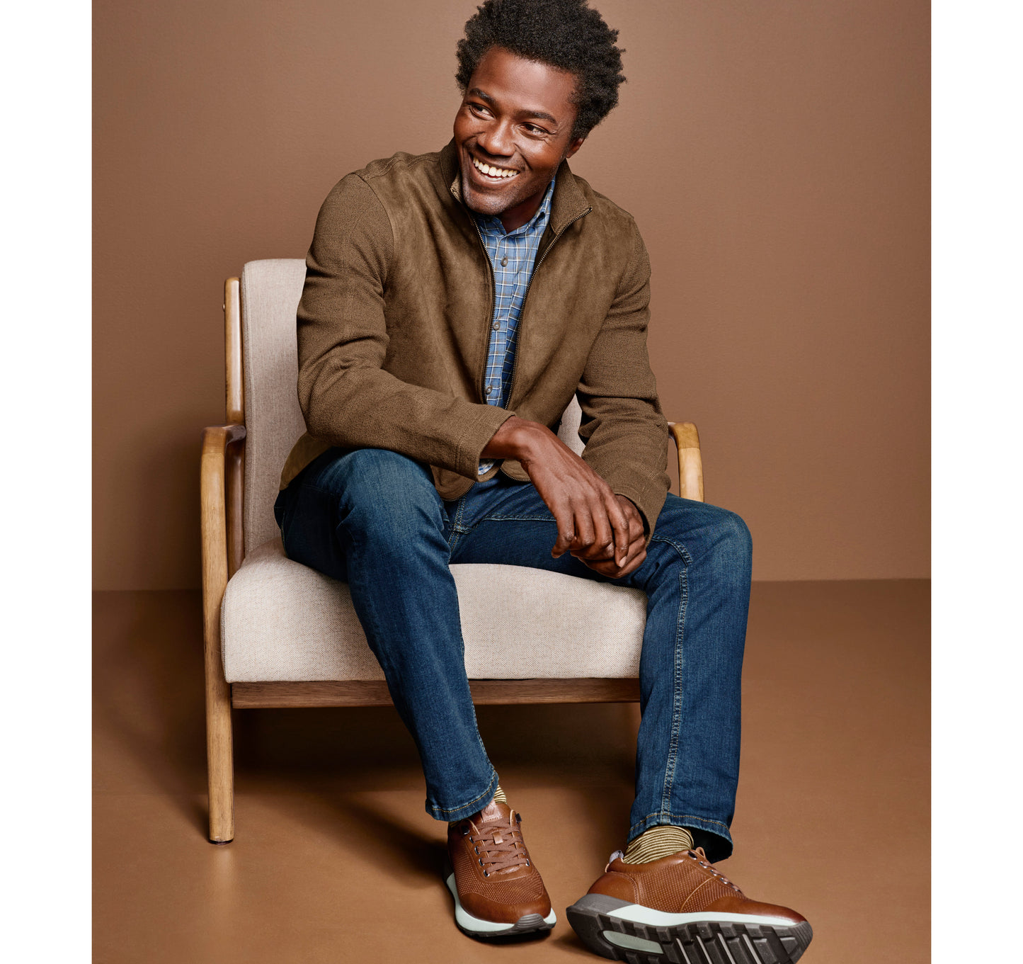 Johnston & Murphy Suede Full Zip (Camel)