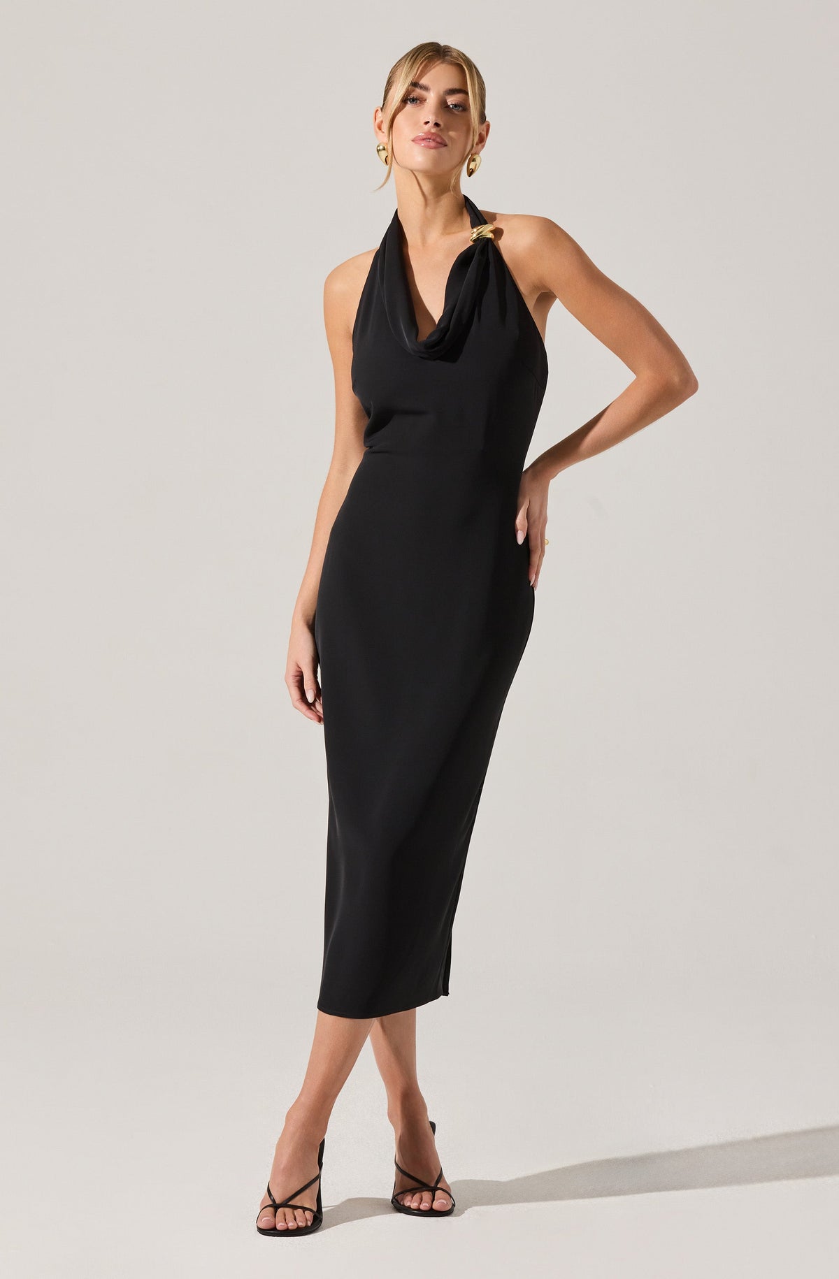 ASTR Alanna Halter Cowl Neck Dress