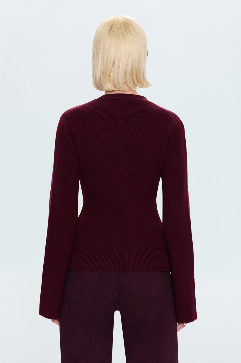 Pistola Aeron V-Neck Cardigan Sweater - Claret