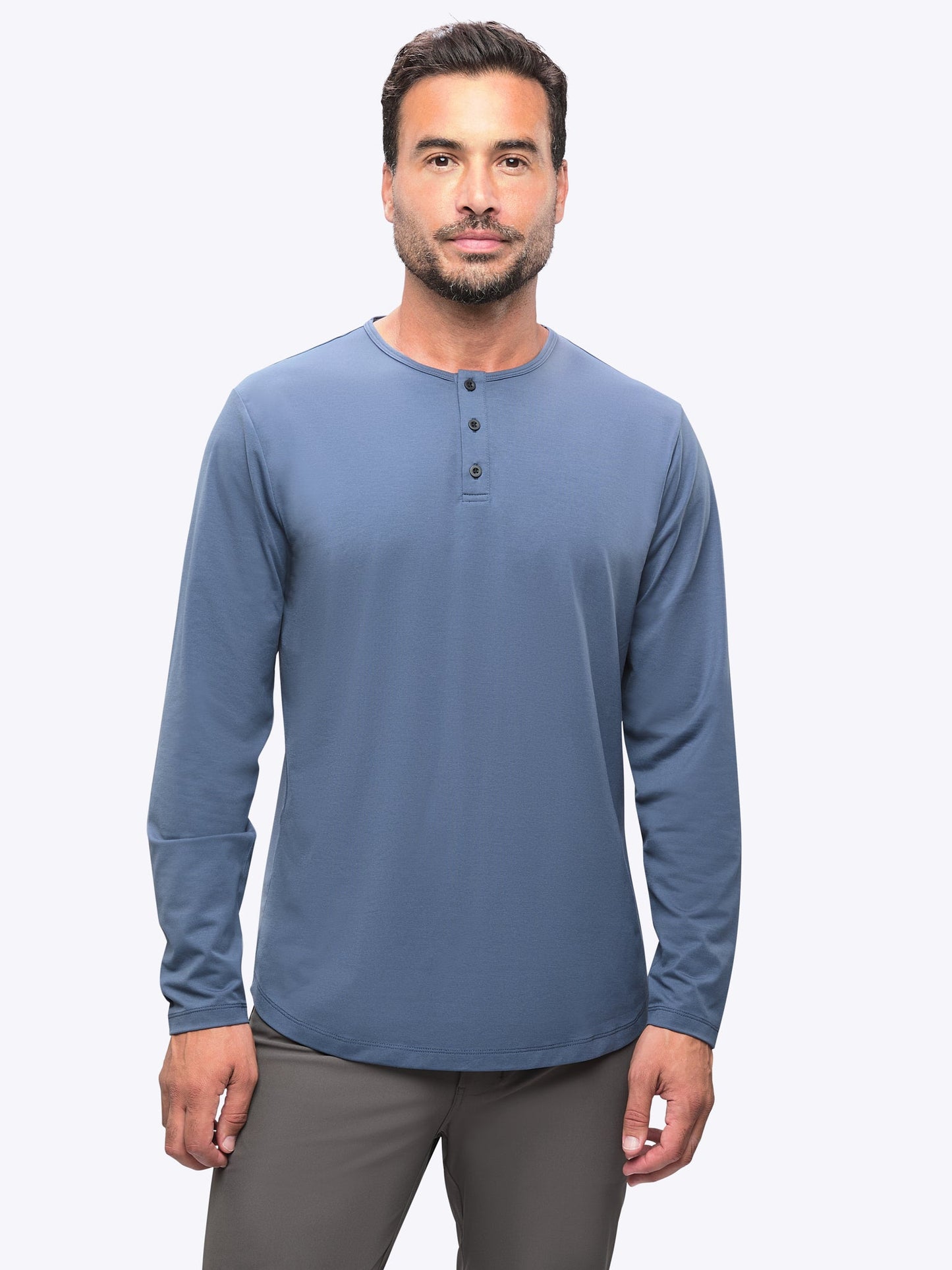 CUTS Men's Long Sleeve Henley Curve-Hem