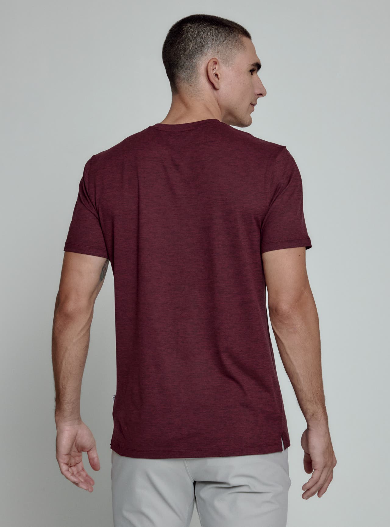 Back of Crimson 7 Diamonds Men's Heather Core Crew Neck Tee