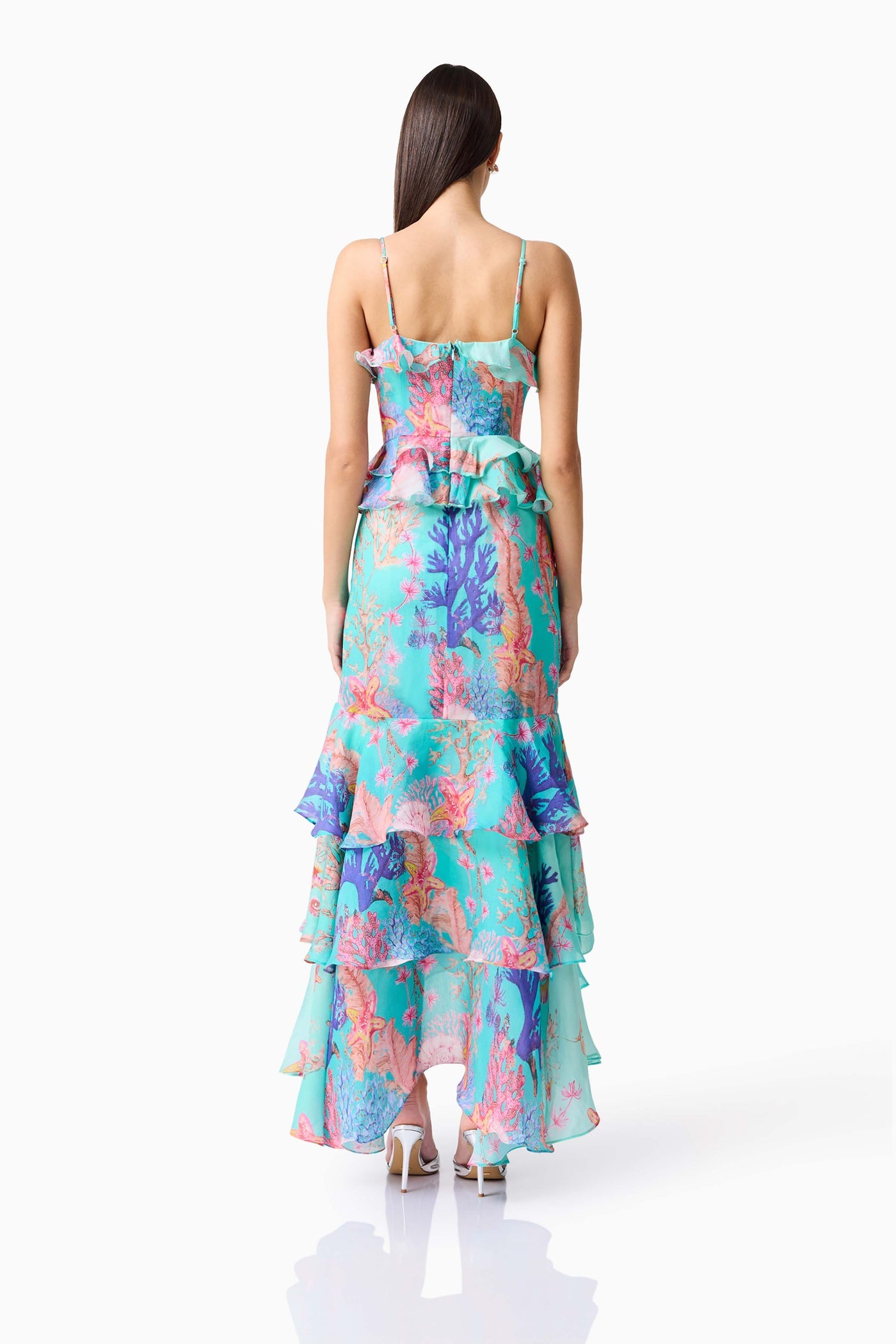 Elliat Women's Coral Tiered Gown