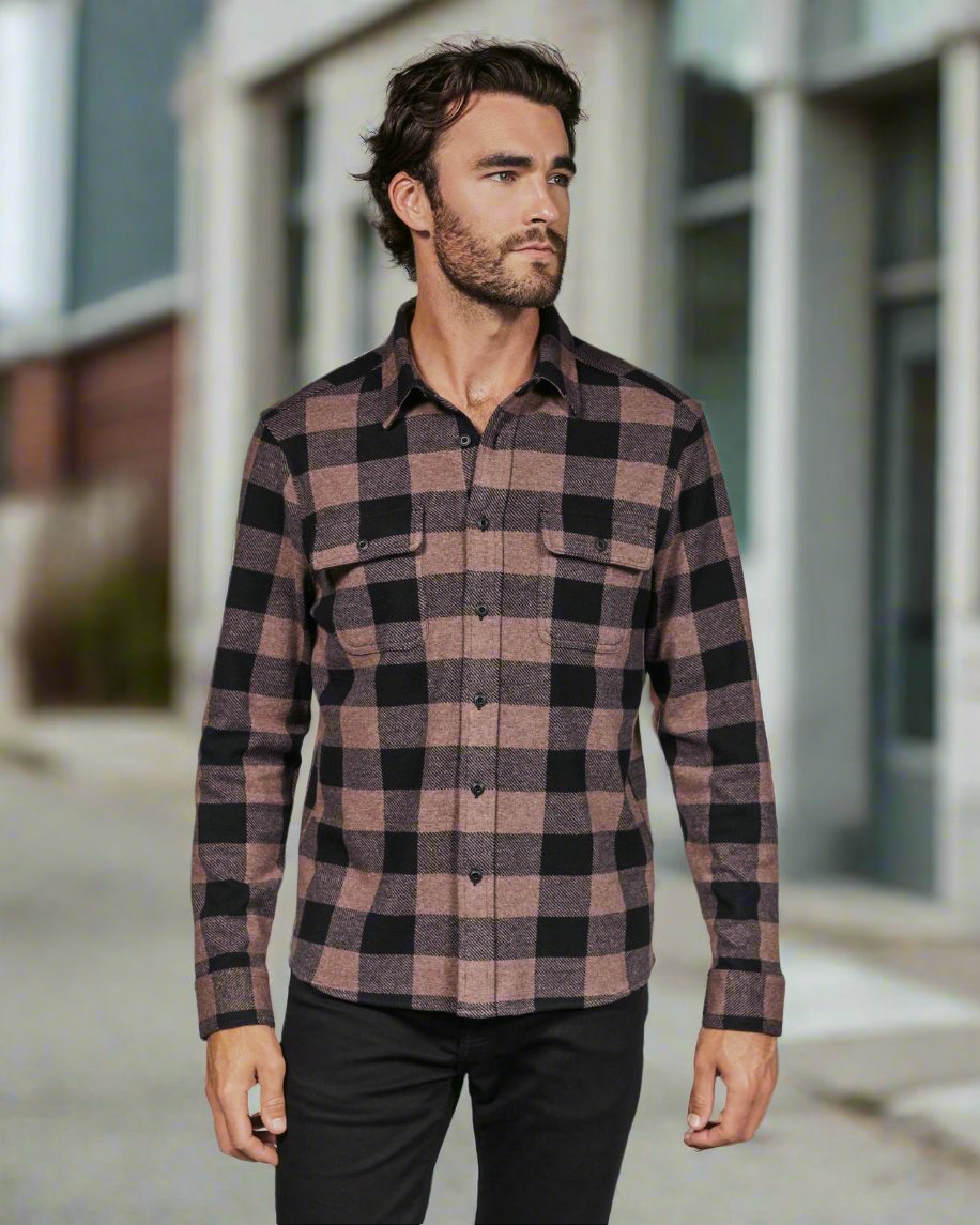 7 Diamonds Generation Plaid Shirt Espresso HimandHerBoutique