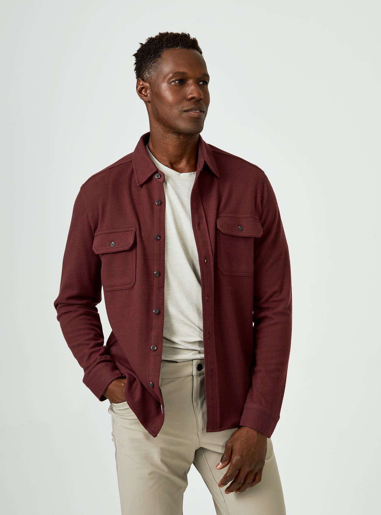 Burgundy 7 Diamonds Men's Generation 4-Way Stretch Long Sleeve Shirt