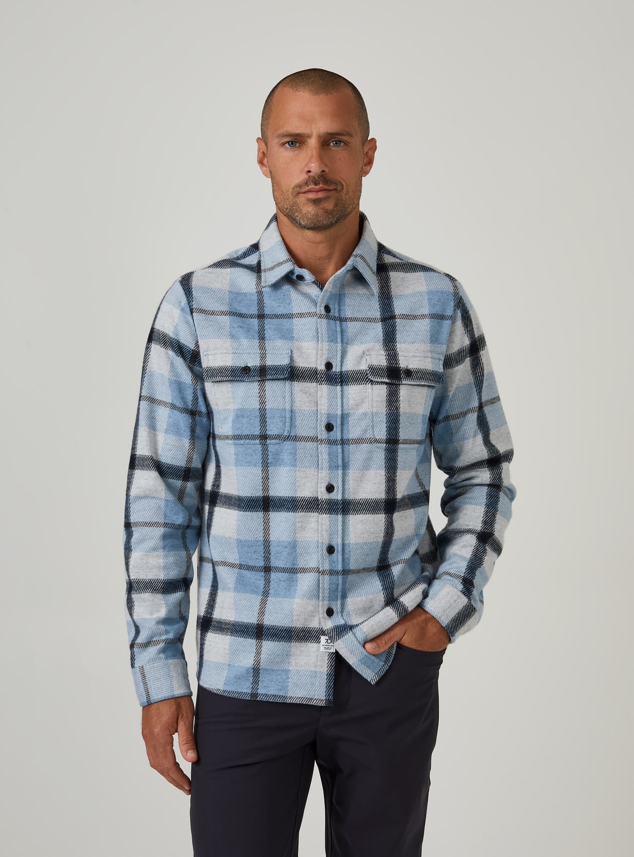 Light Blue 7 Diamonds Men's Generation 4-Way Stretch Long Sleeve Shirt