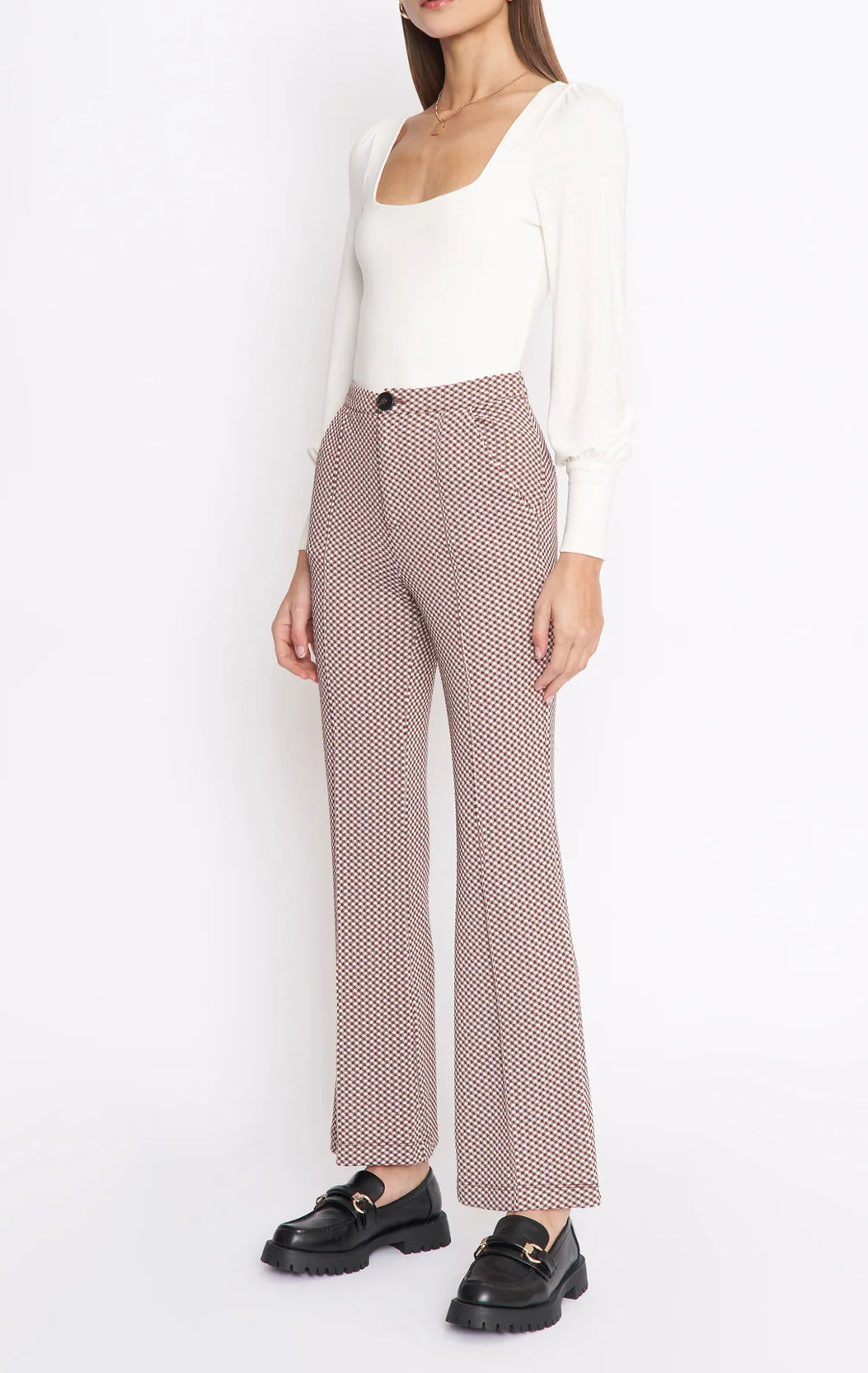 Side View of 4 Sienna Women's Tristan Pant (Brown Multi)