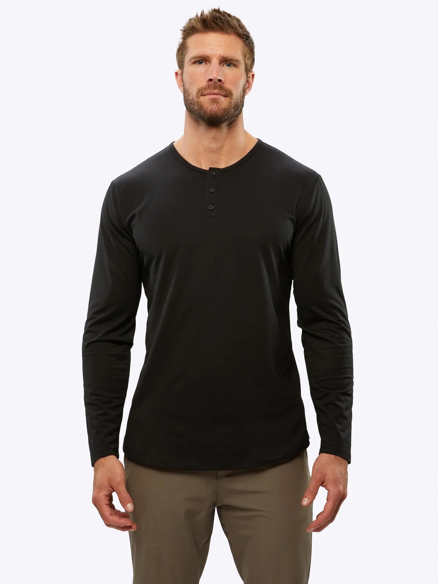 CUTS Men's Long Sleeve Henley Curve-Hem