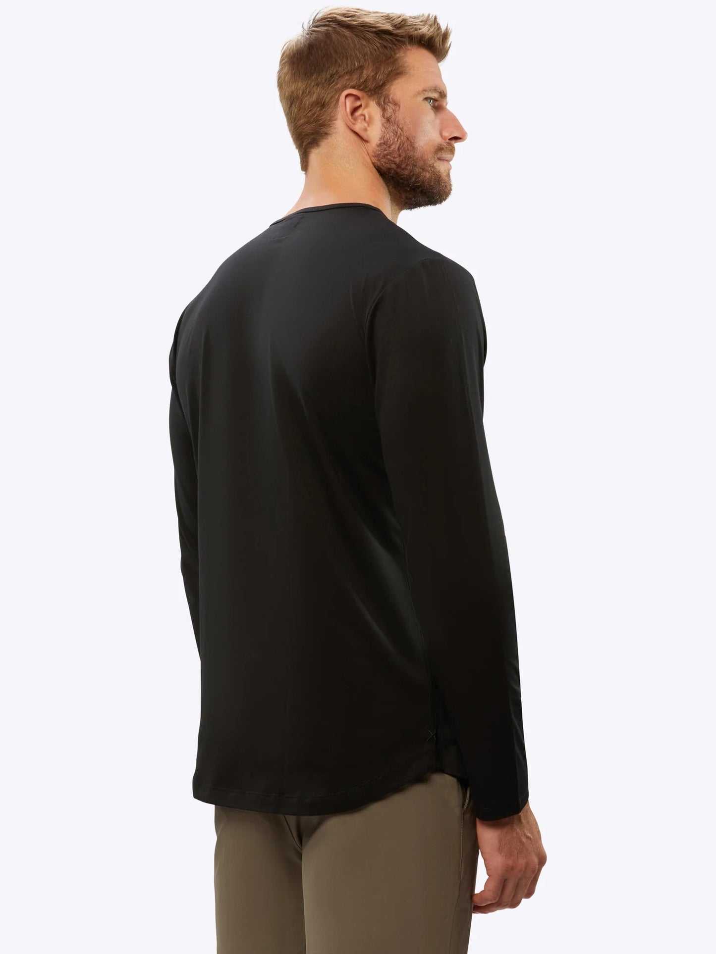 CUTS Men's Long Sleeve Henley Curve-Hem