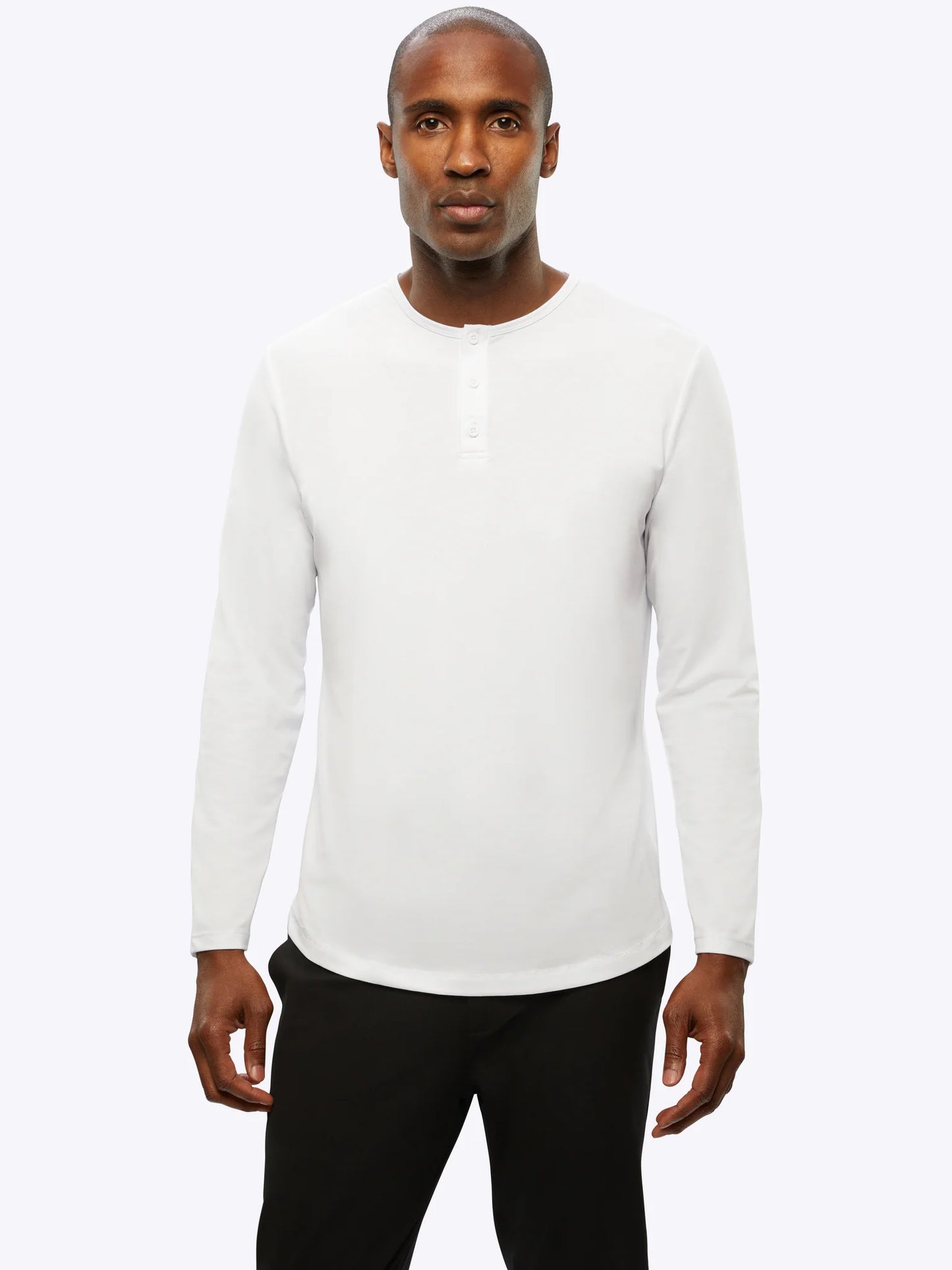 CUTS Men's Long Sleeve Henley Curve-Hem