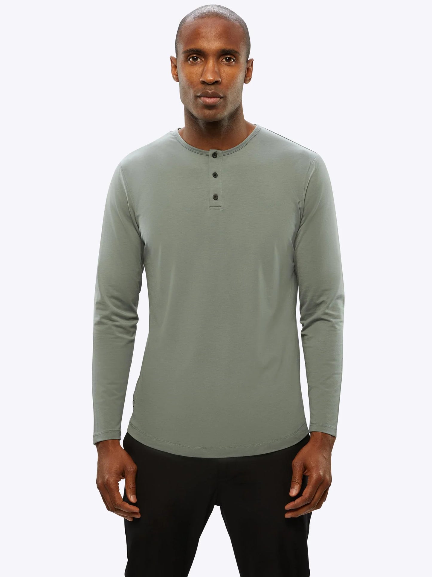 CUTS Men's Long Sleeve Henley Curve-Hem