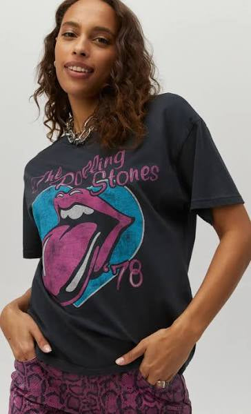 DayDreamer LA Rolling Stones '78 Ticket BF Tee (Vintage Black)