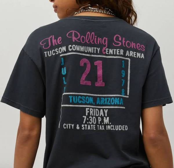 DayDreamer LA Rolling Stones '78 Ticket BF Tee (Vintage Black)