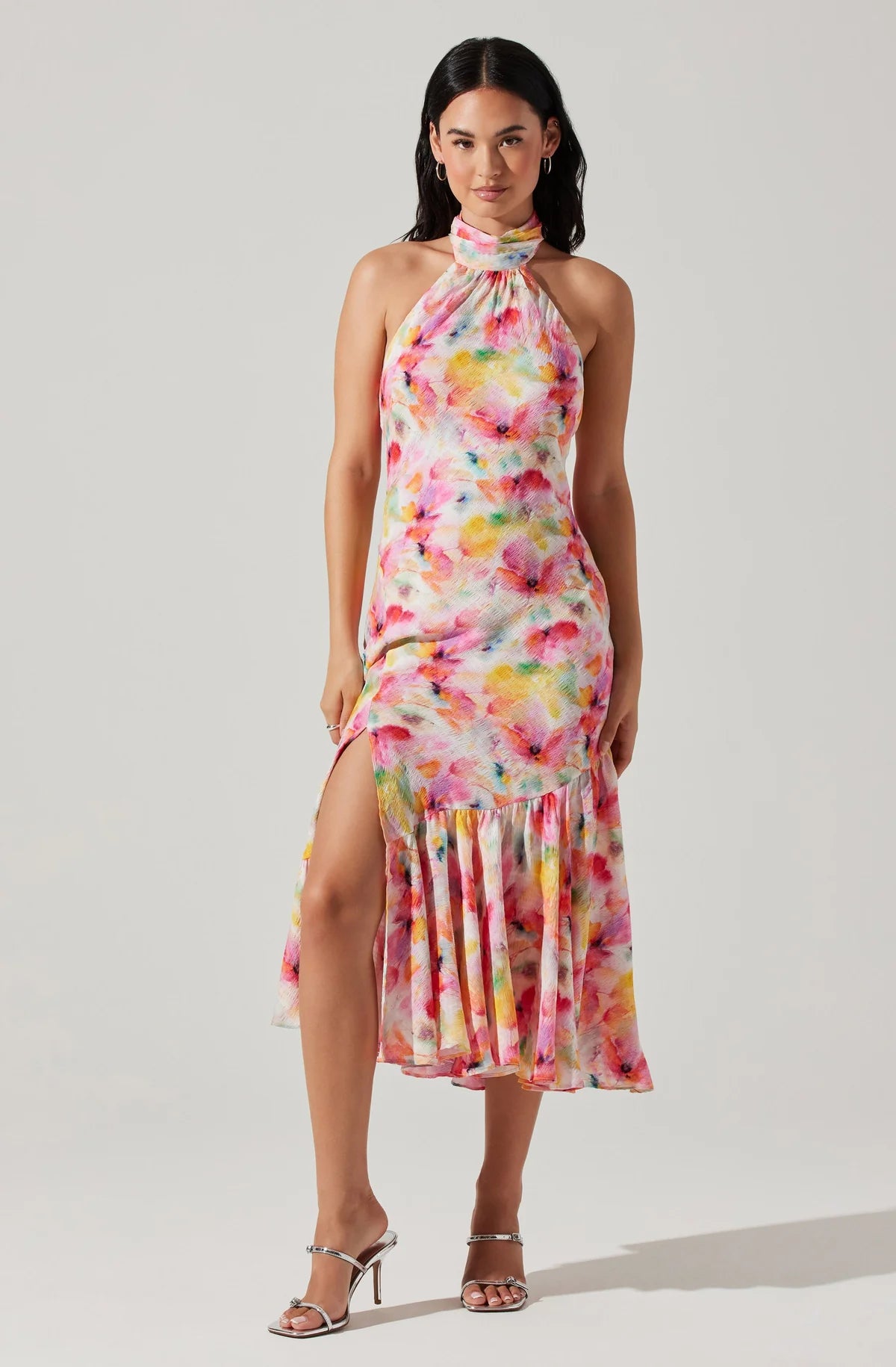 ASTR The Label Caspia Dress (Pink Multi Coral)