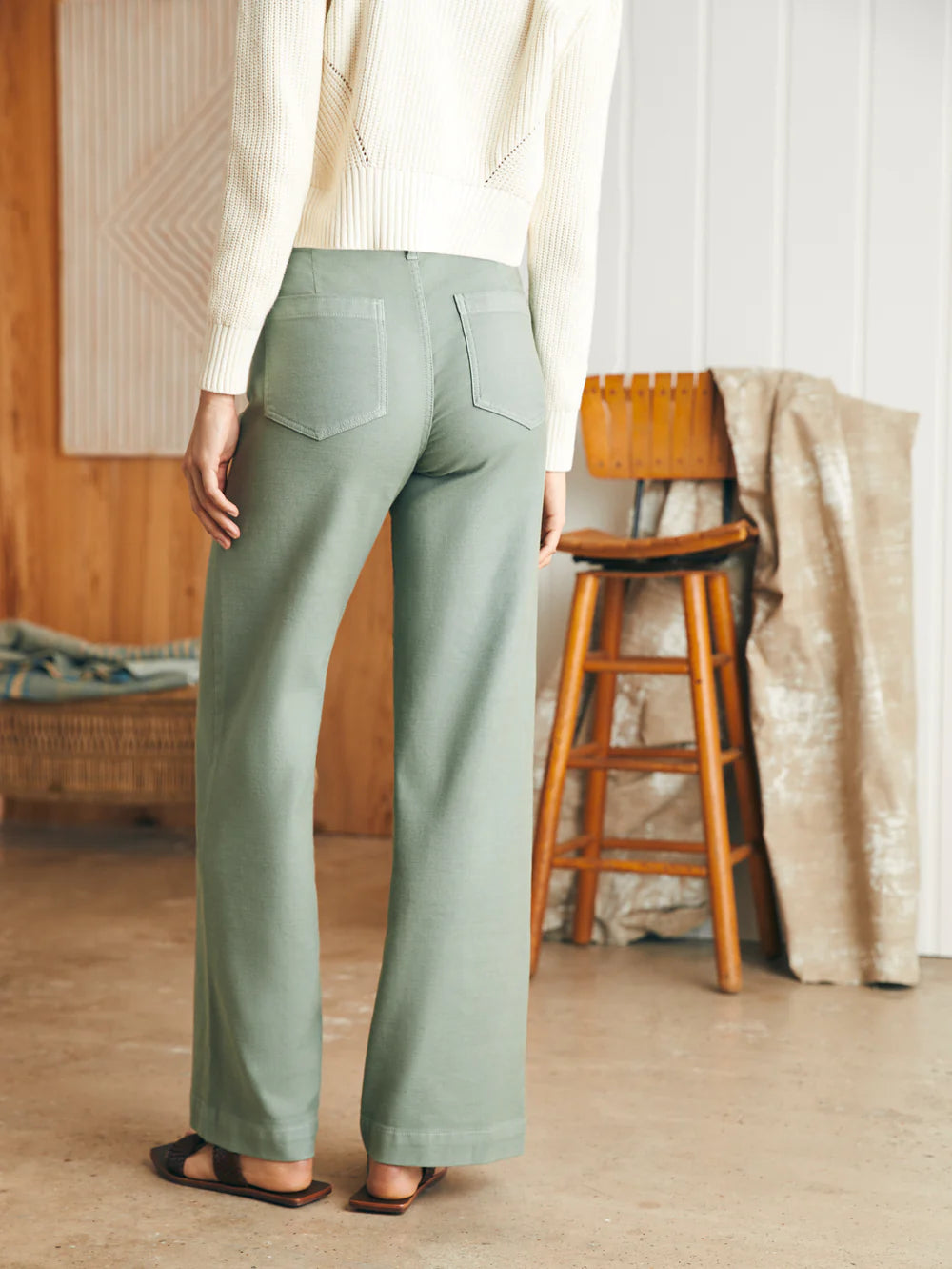 Faherty Women's Stretch Terry Harbor Pant (Coastal Sage)