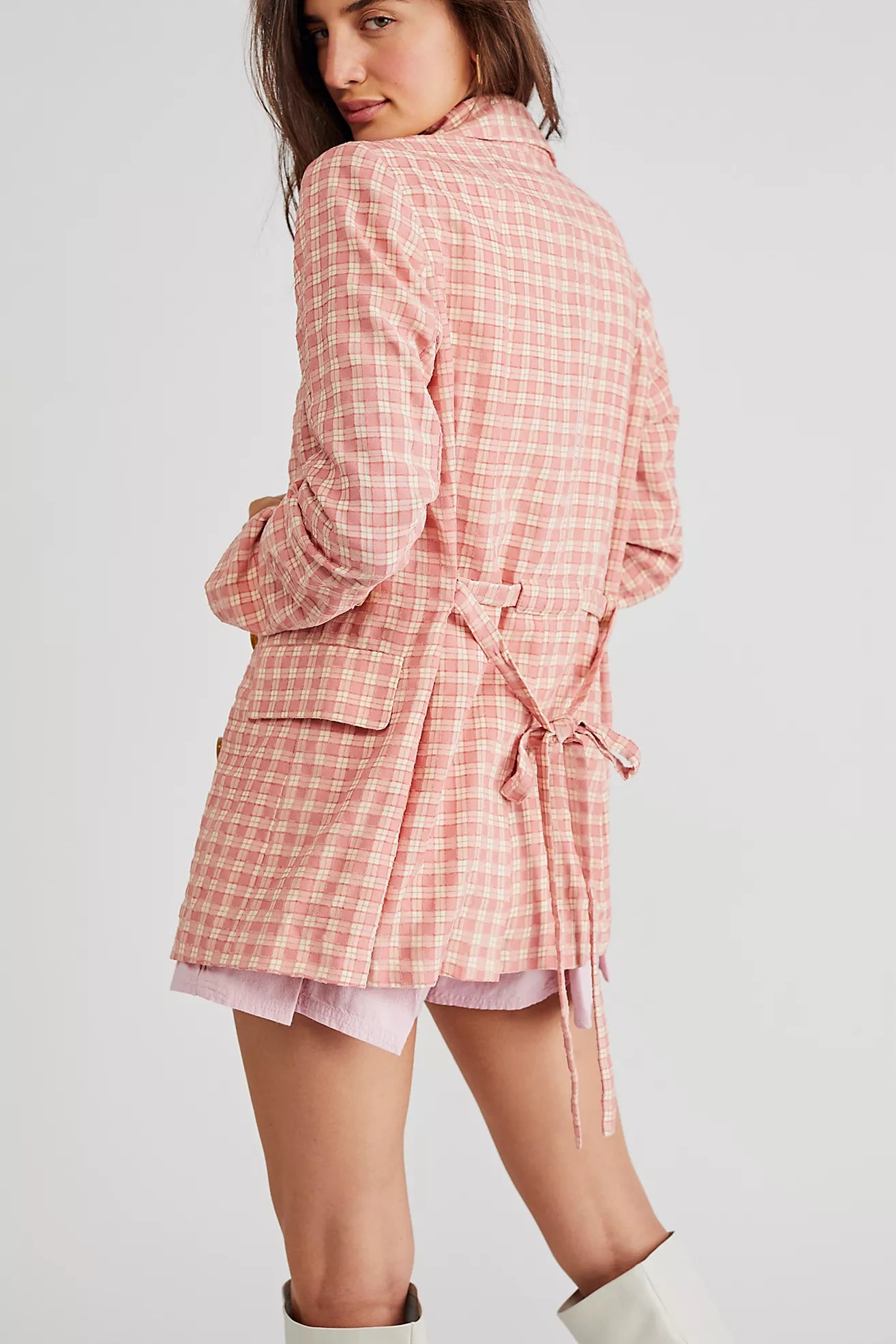 Free People Women's Olivia Gingham Blazer 6602