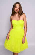 Hutch Strapless Pleated Mini Dress (Bright Green)