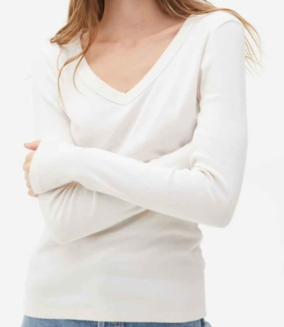 Michael Stars Women's Layla V-Neck Long Sleeve Tee (One Size)
