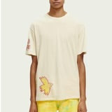 Scotch & Soda Men's Washed Artwork T-Shirt (Off White)