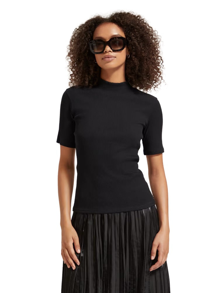 Scotch and Soda Women Ribbed Mock Neck Pullover