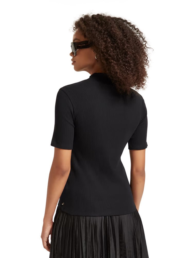 Scotch and Soda Women Ribbed Mock Neck Pullover