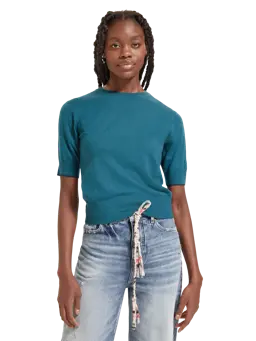 Scotch & Soda Women's Ribbed Cuffed Short Sleeve
