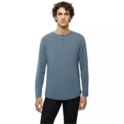 CUTS Men's Long Sleeve Henley Curve-Hem
