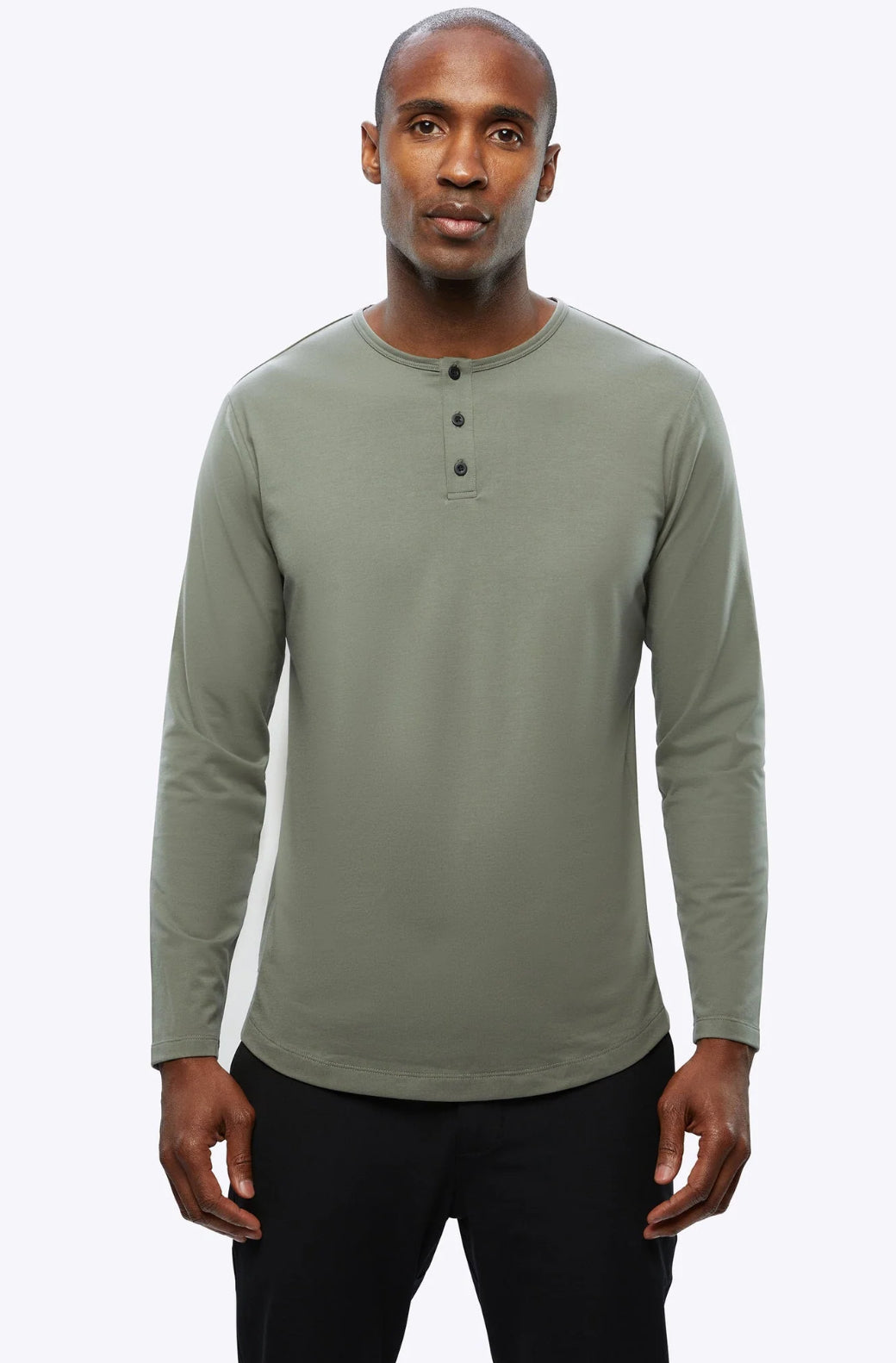 CUTS Men's Long Sleeve Henley Curve-Hem