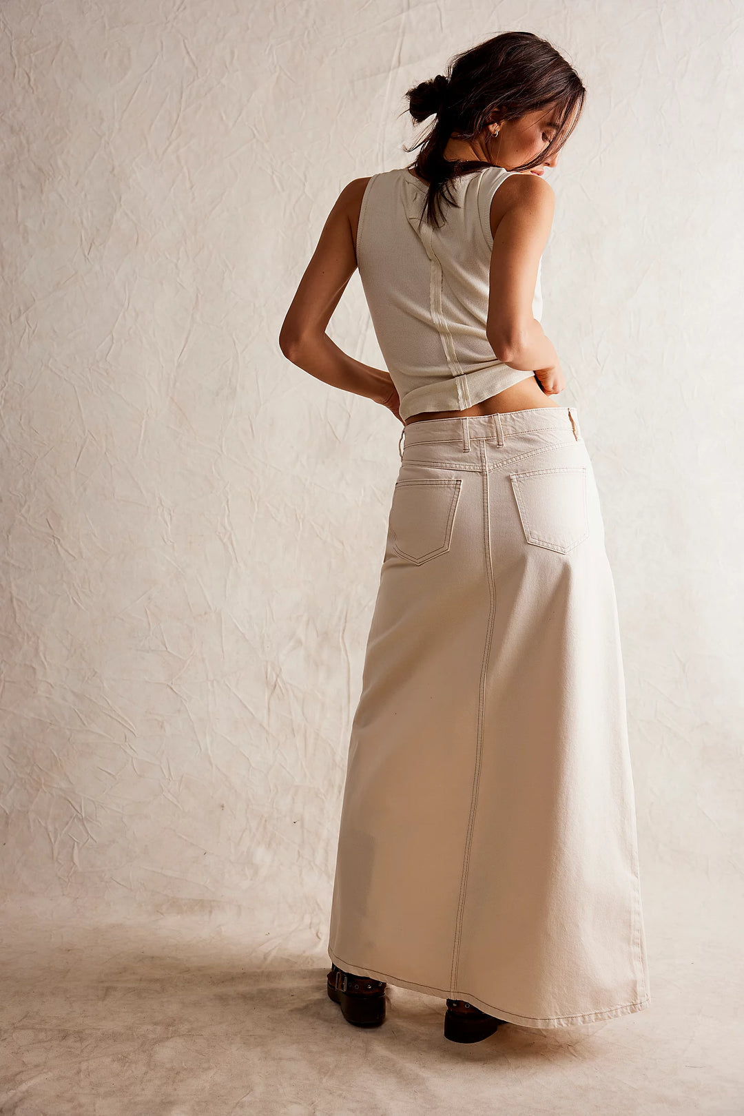 Free People Come As You Are Denim Maxi Skirt
