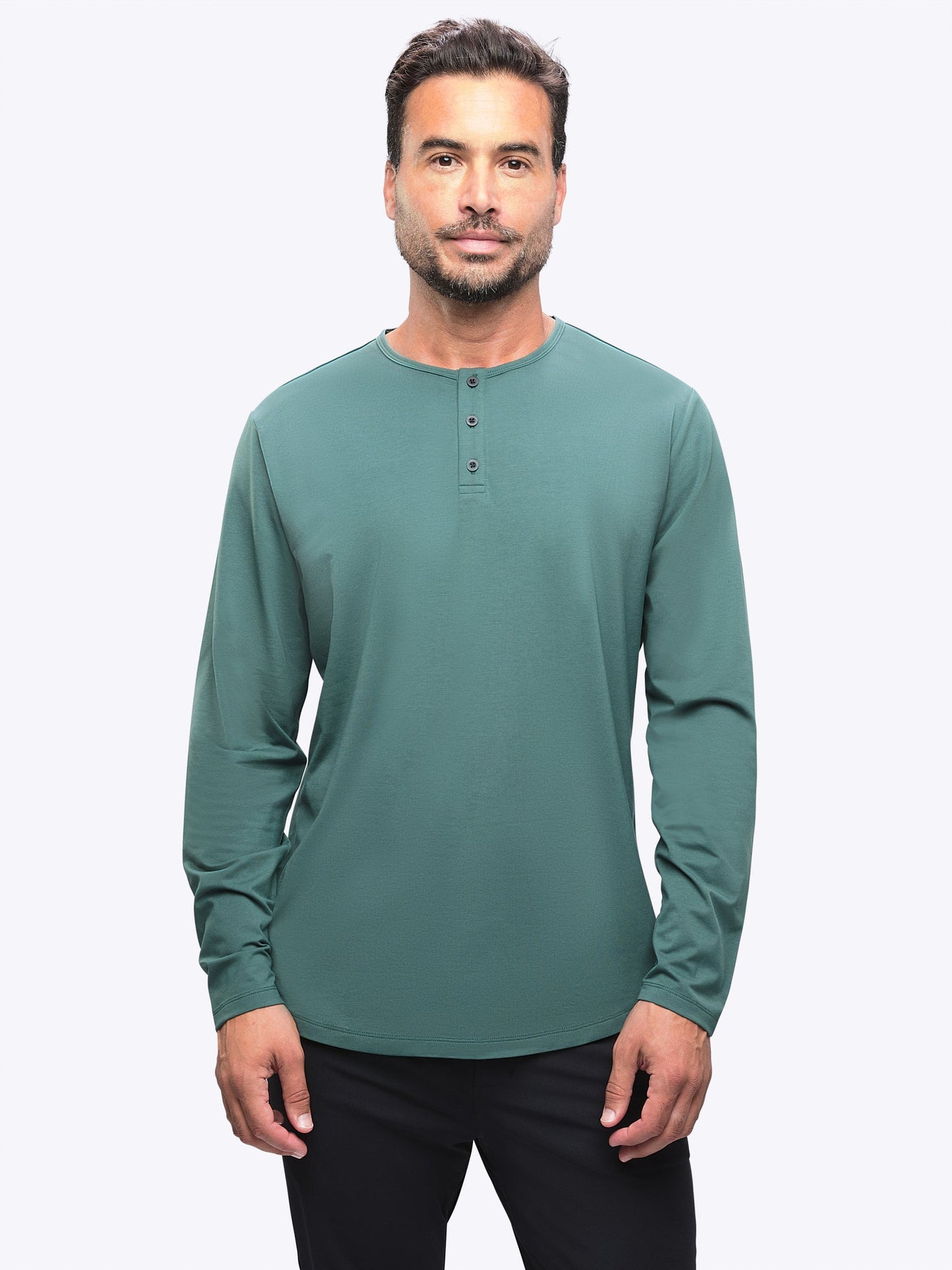 CUTS Men's Long Sleeve Henley Curve-Hem