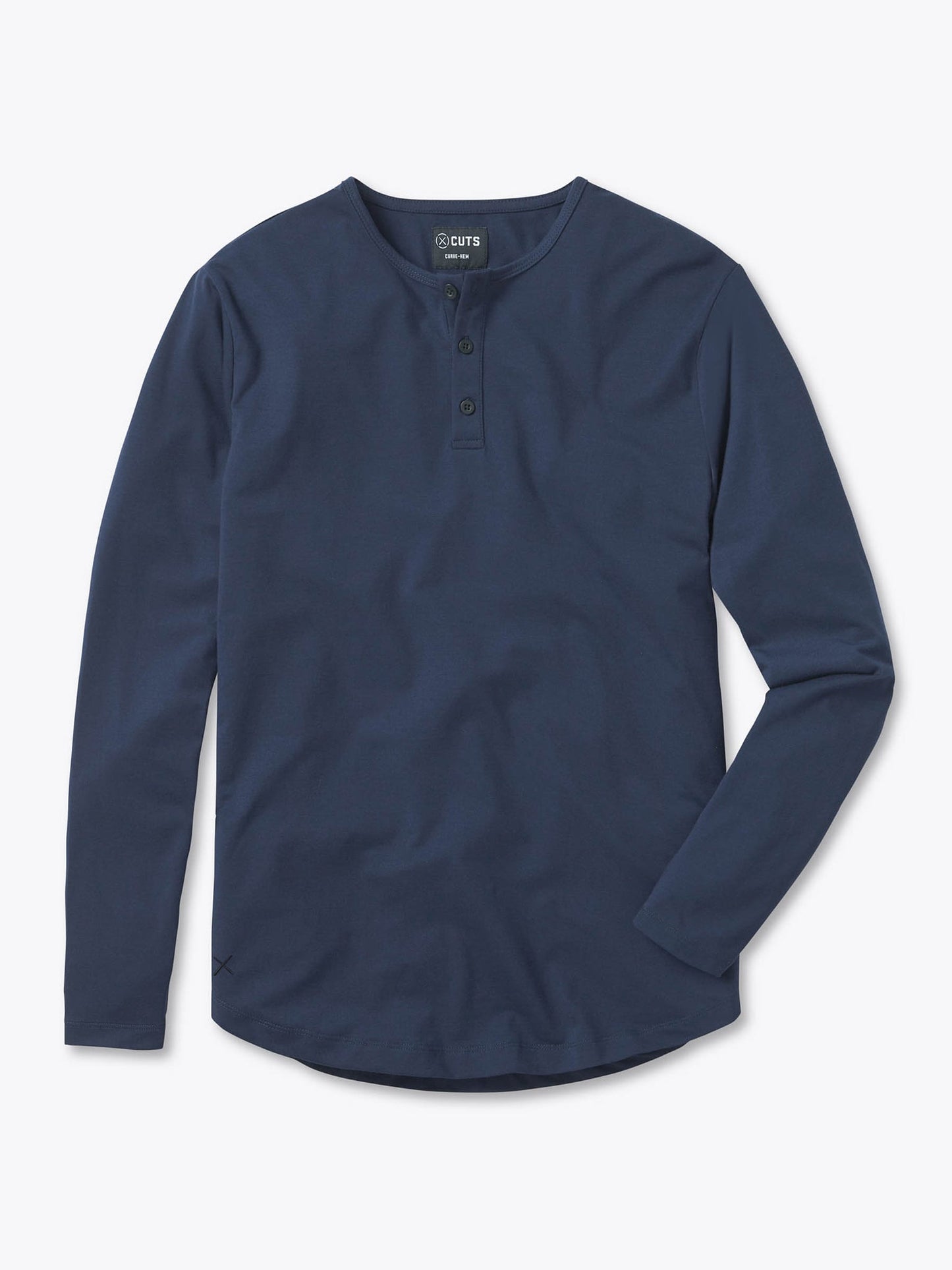 CUTS Men's Long Sleeve Henley Curve-Hem