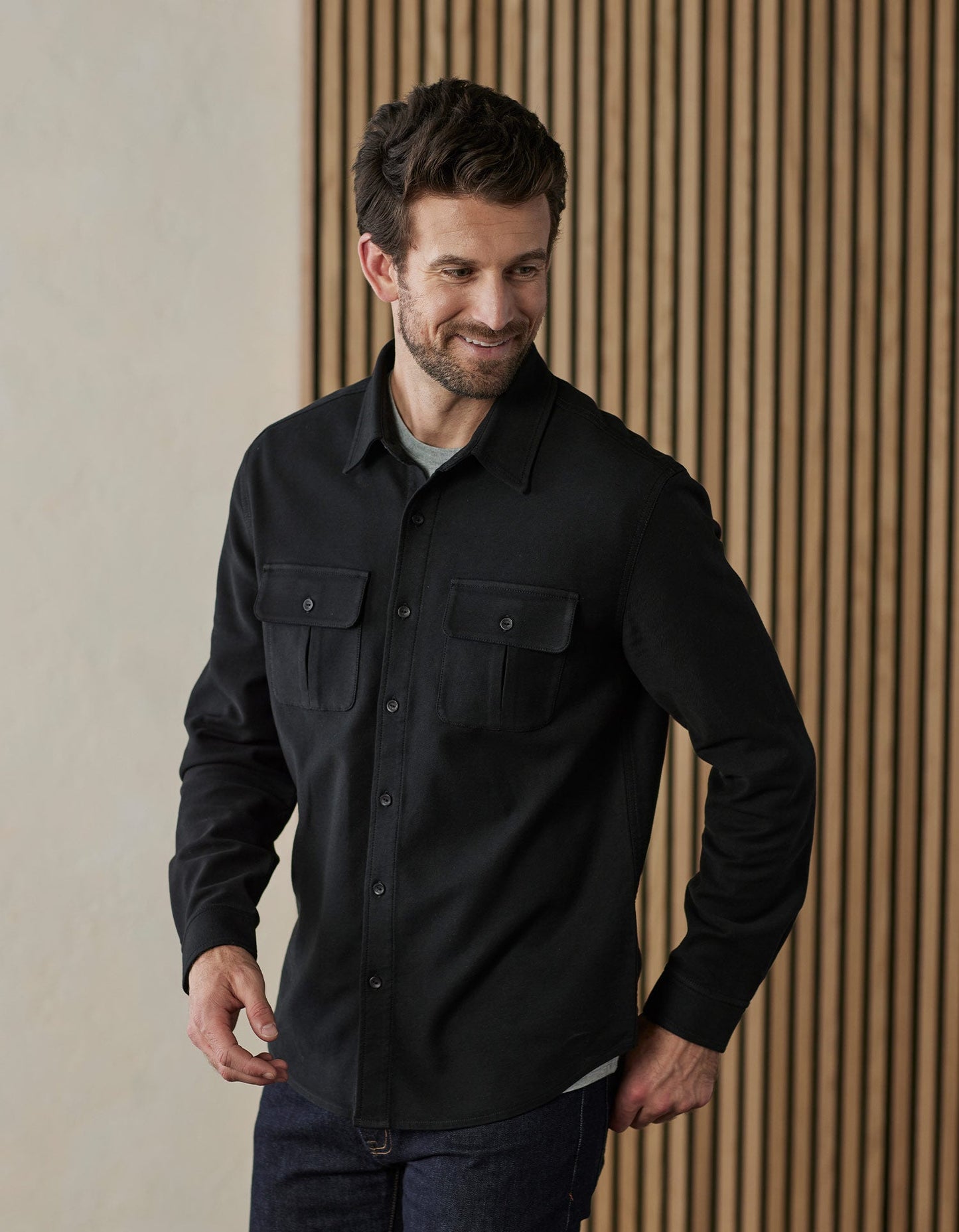 The Normal Brand Comfort Terry Shacket (Black)