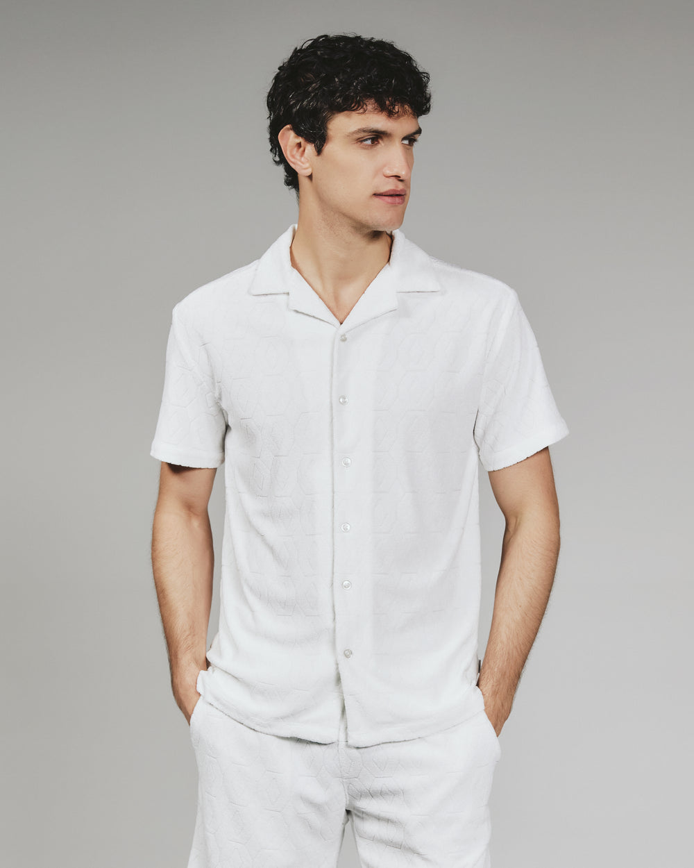 7 Diamonds Men's Ponce Terry Cloth Camp Shirt