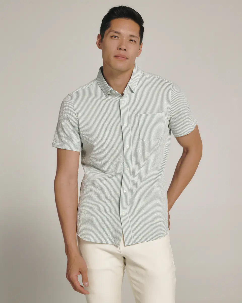Seafoam 7 Diamonds Men's Keaton Short Sleeve Button Down