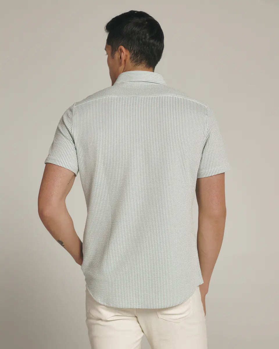 Back of Seafoam 7 Diamonds Men's Keaton Short Sleeve Button Down