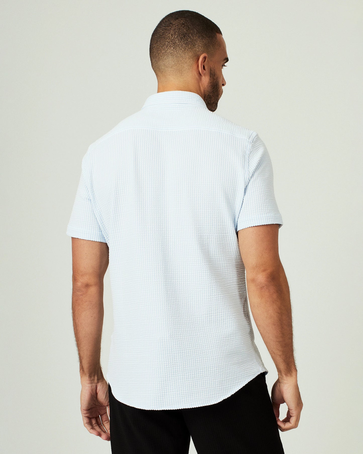 Back of Blue 7 Diamonds Men's Keaton Short Sleeve Button Down