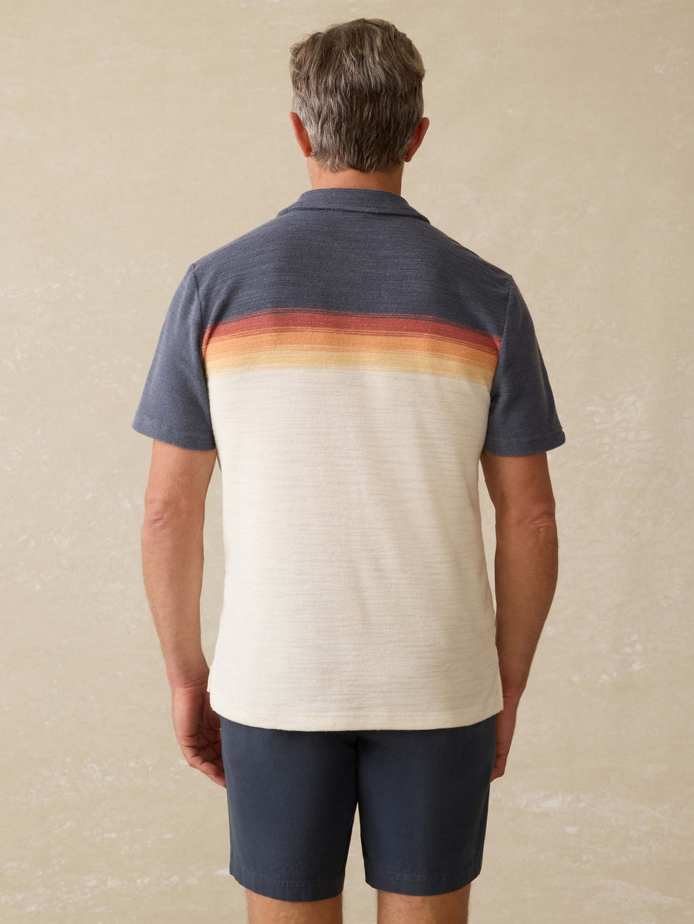 Faherty Men's Cabana Towel Terry Surf Stripe Polo